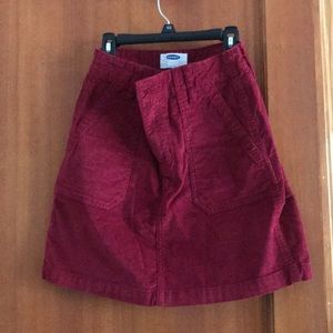 Old navy maroon corduroy skirt, size 0.